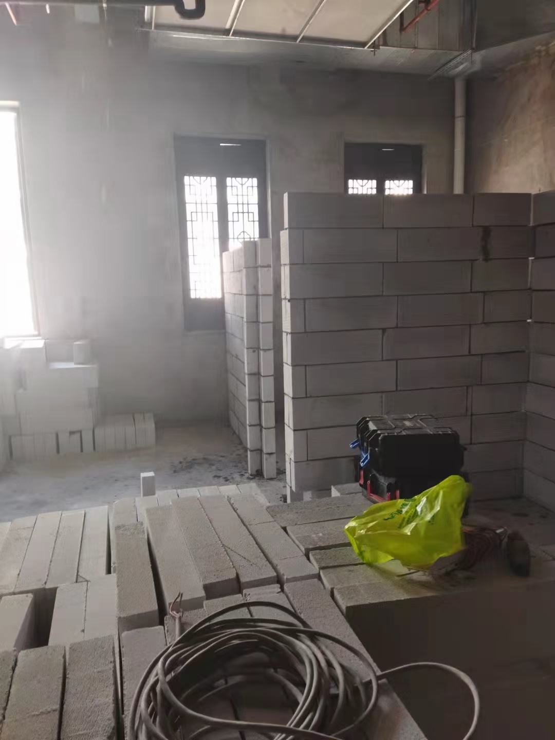 加气砖隔墙现场